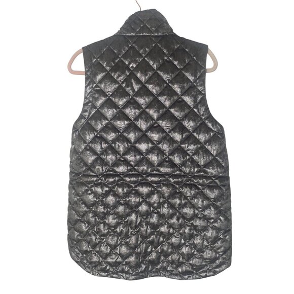 Athleta Quilted Metallic Puffer Vest Womens M Brown Gold Bronze Full Zip Layerin - Picture 3 of 12